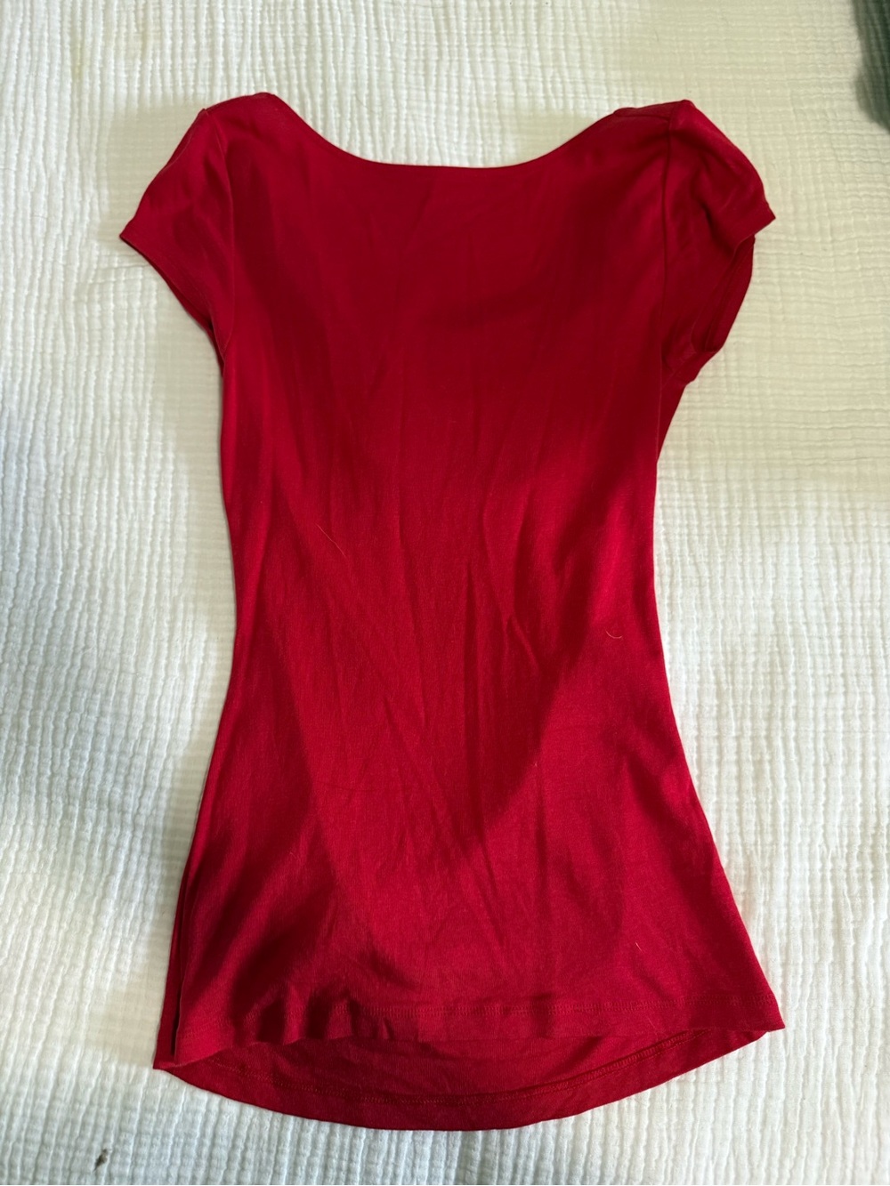 Express Red Draped Cowl Neck Cap-Sleeve Top - Picture 3 of 3